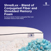 ShredLux pillow with plush conjugated fiber and shredded memory foam filling