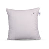 Square white Sleepstore cushion pillow with vertical stitched design on plain background.