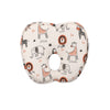 Baby pillow with cute jungle animal print and central hole for head shaping support.