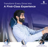 Man driving car with blue memory foam neck pillow for head support and better posture