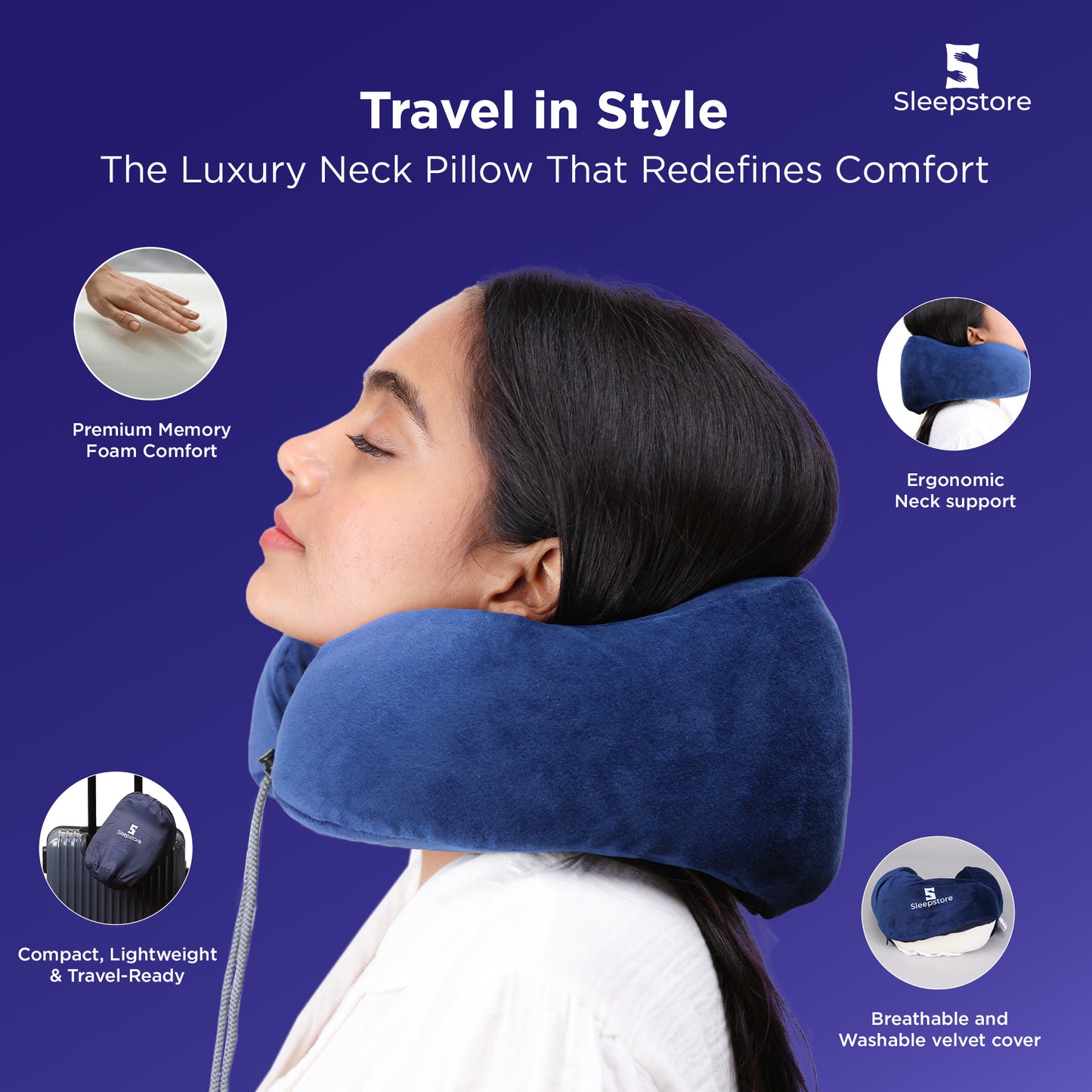 Travel Neck Support Memory Foam Pillow