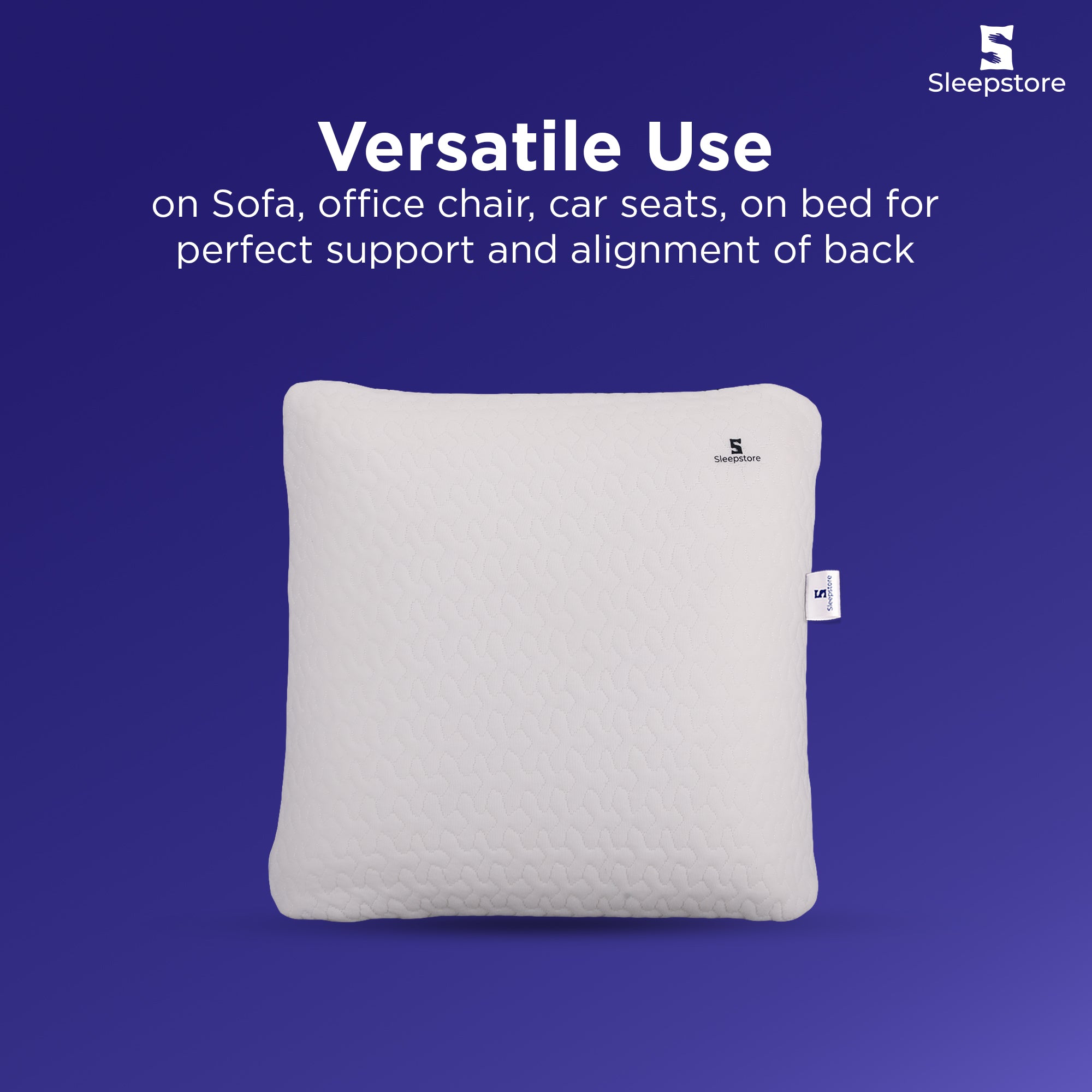 Sleepstore memory foam cushion for sofa, chair, car, and bed back support.