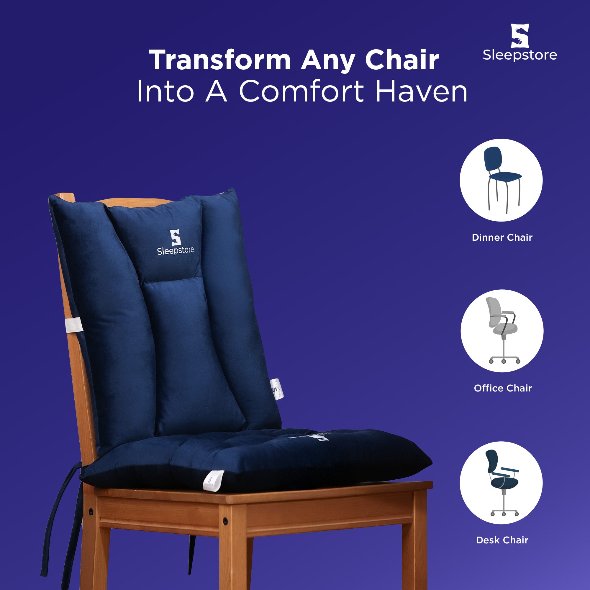 Sleepstore chair pad cushion set turning dining, office, and desk chairs into comfort.
