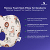 Memory foam neck pillow for newborns with hypoallergenic, breathable fabric.