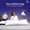 Woman with The Sleepstore Cuddle Pillow – virgin microfiber filling and peach finish fabric